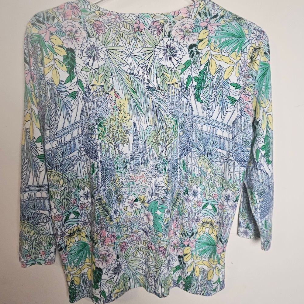 TALBOTS CHARMING CARDIGAN - GLASSHOUSE GARDEN LARGE PETITE - Picture 4 of 6